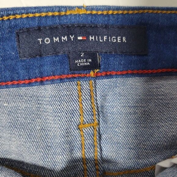 Tommy Hilfiger Jean Skirt Womens Size 2 Patchwork Denim Pockets Logo NWT - Picture 9 of 12